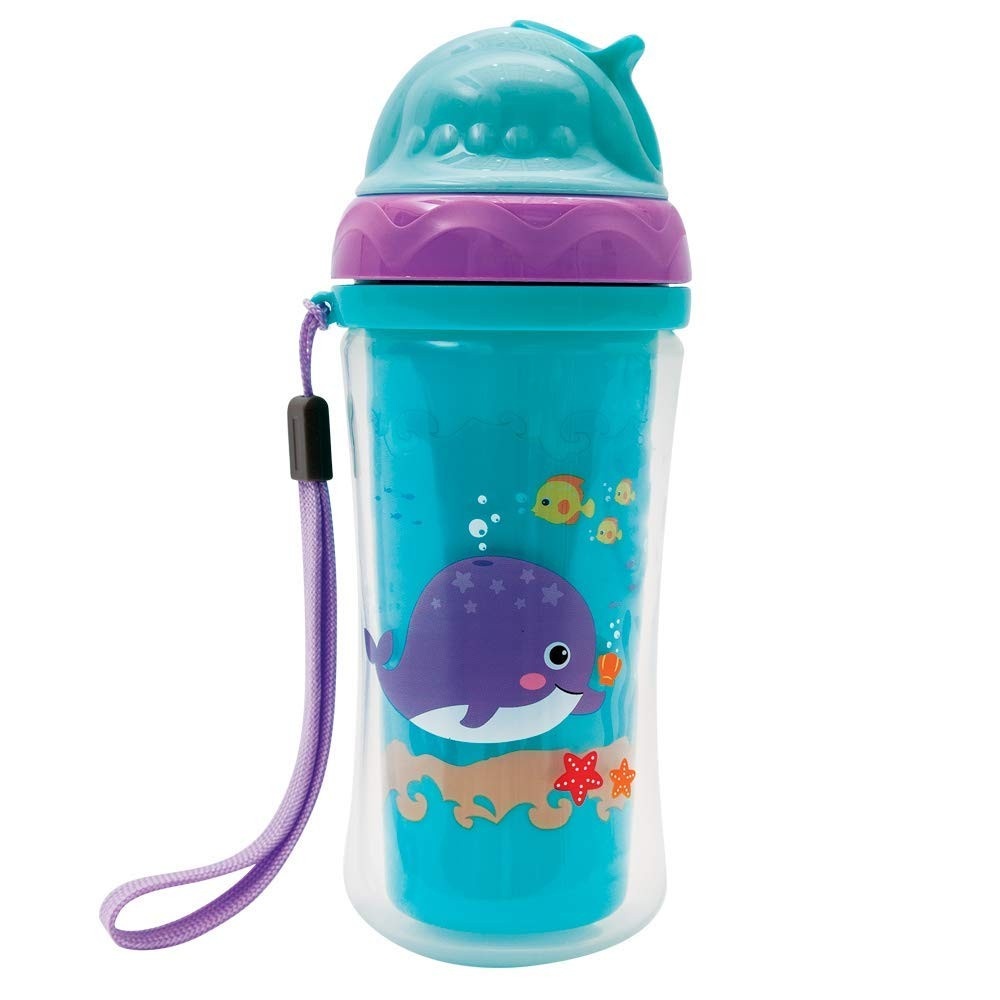 Copo com Parede Dupla Turminha do Mar 250ml - Seguro, Ergonômico e com Canudo Macio
