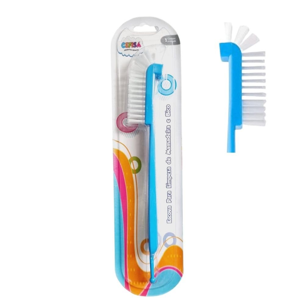 Escova de Limpeza para Mamadeira Cefisa Azul - Design Infantil Seguro e Eficiente