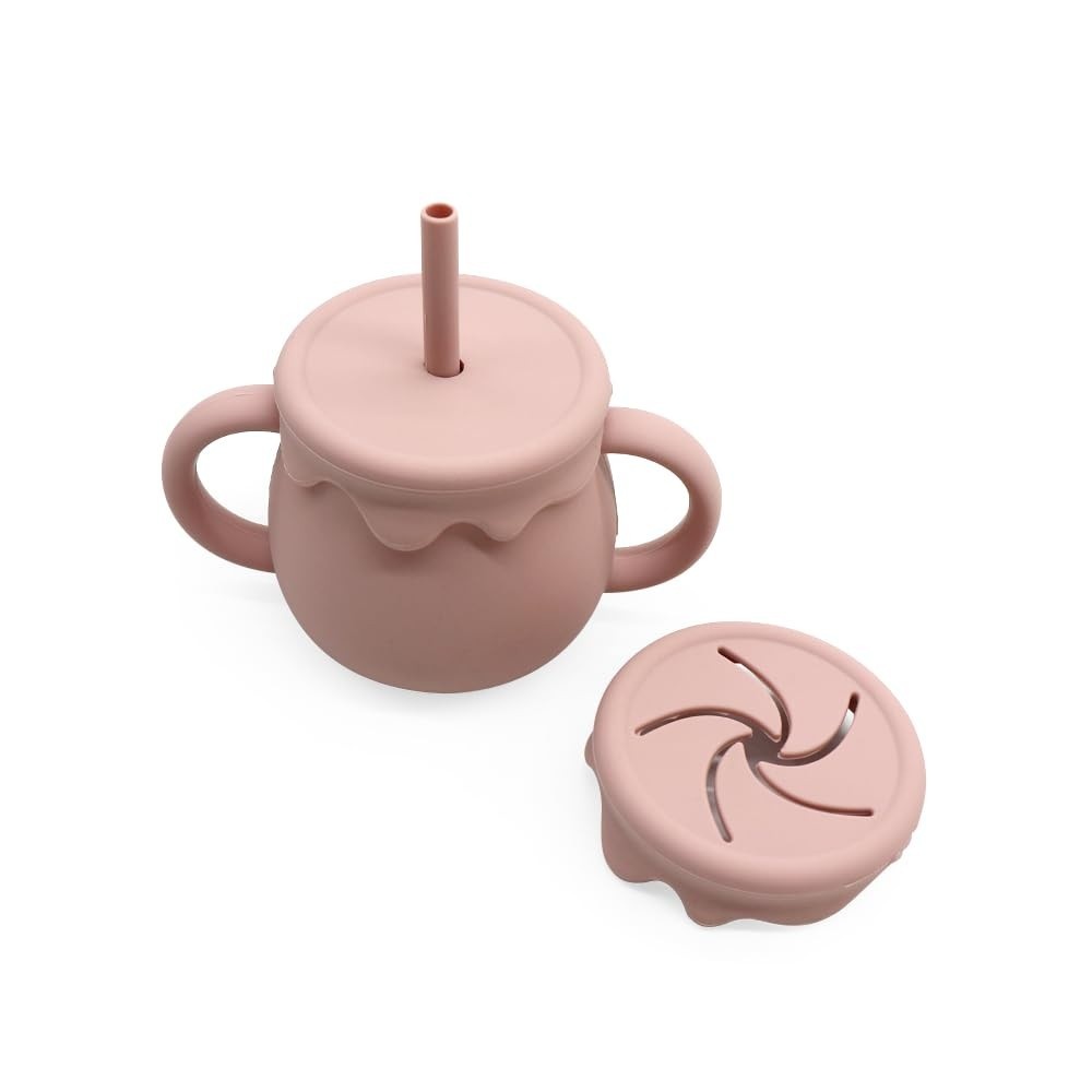 Copo de Silicone 2 em 1 com Canudo Posh Petite Rosa Bebê - Seguro, Prático e Versátil