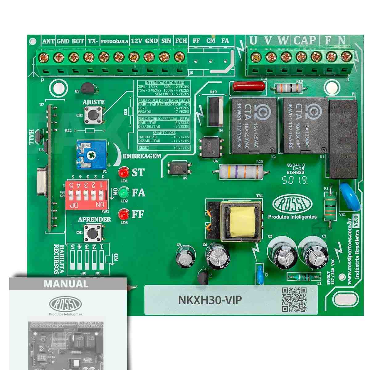 Placa Central Rossi WKXH90 VIP Original: Portão Eletrônico Inteligente e Seguro