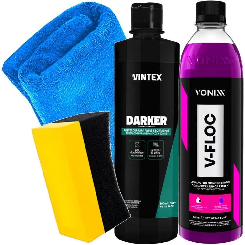 Kit Completo Limpeza e Brilho Automotivo: Shampoo V-Floc + Selante Darker Vonixx & Vintex