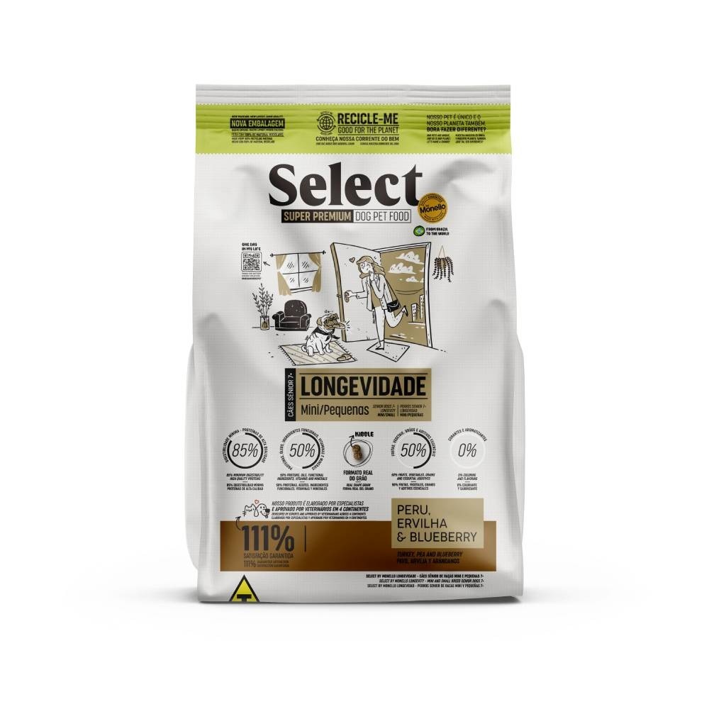 Select Longevidade: Ração Sênior para Cães Mini e Pequenos