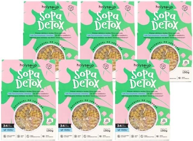 Kit 6X: Sopa Detox Sem Glúten Holysoup 130g