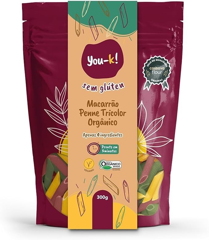 Macarrão Penne Tricolor Sem Glúten Orgânico You-ka! 300g