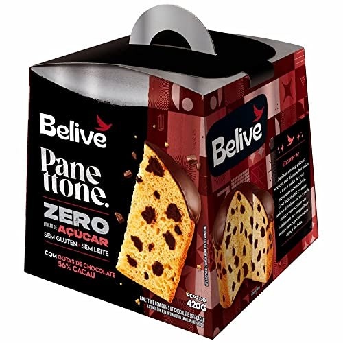 Panetone Sem Açúcar Sem Glúten Sem Leite com Gotas de Chocolate 56% Cacau Belive 420g