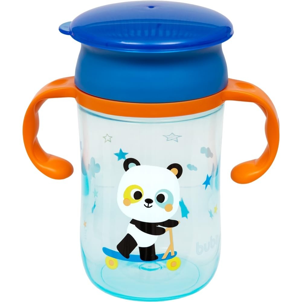 Copo de Treinamento 360° Bubazoo Panda - Giração Total Sem Vazamentos