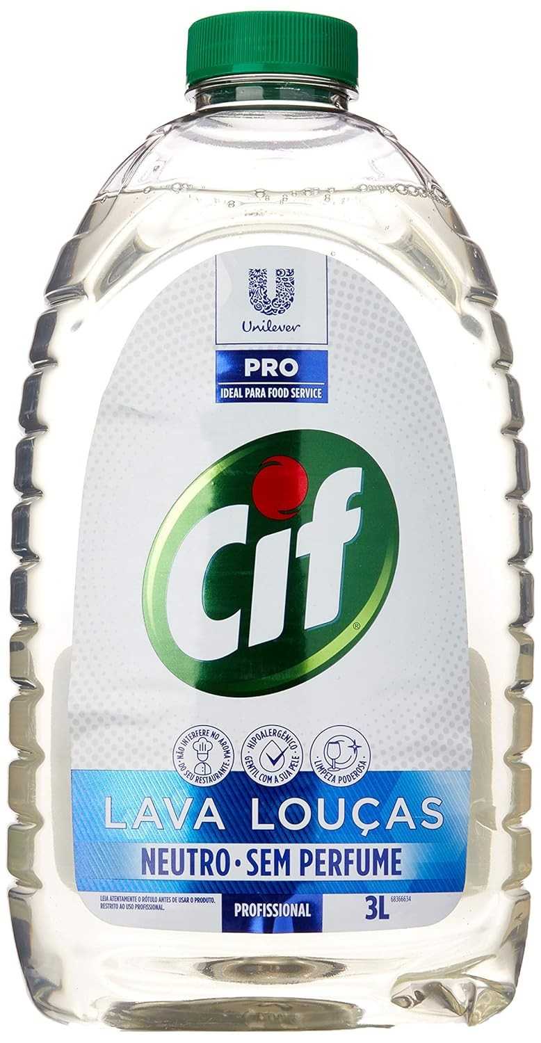 Lava-Louças Líquido Profissional Neutro Cif 3L - Limpeza Poderosa e Sem Resíduos