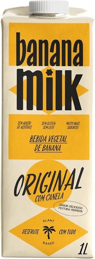 Banana Milk Original com Canela 1L - Bebida Vegetal, Sem Lactose, Sem Glúten, Sem Açúcar Adicionado