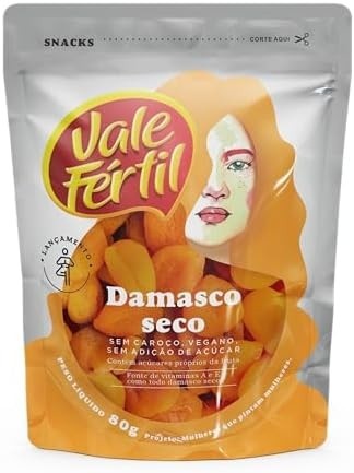 Damasco seco sem semente Vale Fértil Sachê 80g