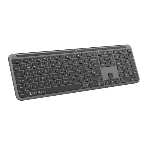 Teclado sem fio Logitech Signature Slim K950 Com Easy-Switch para até 3 dispositivos, Digitação Silenciosa, Conexão Bluetooth ou Receptor USB Logi Bolt Incluso e Layout US INTL - Grafite