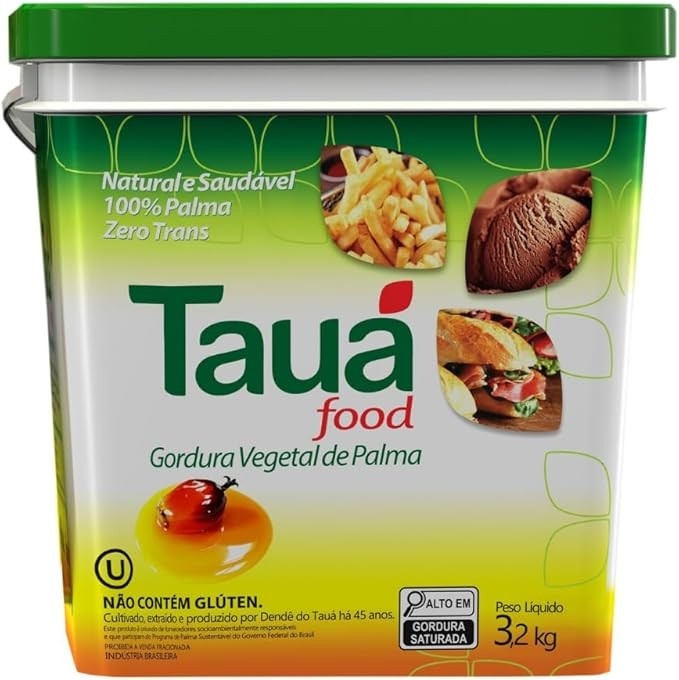 Tauá Food Gordura Vegetal de Palma, Zero Trans, 3,2 kg, Sem Glúten