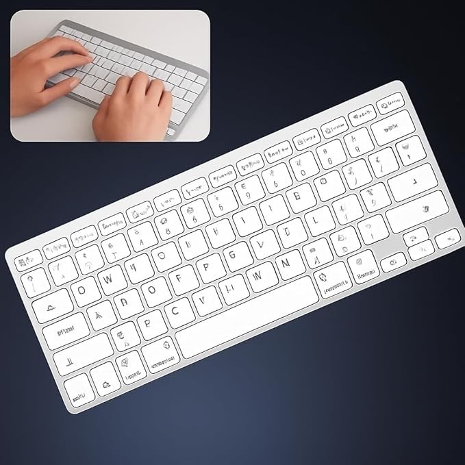 Teclado Sem fio Bluetooth e Receptor USB 2.4GHz ABNT2 Padrão Brasileiro Com tecla "Ç" Teclado para Tablet e Celular, Android e iOS para Notebook Cor Preto