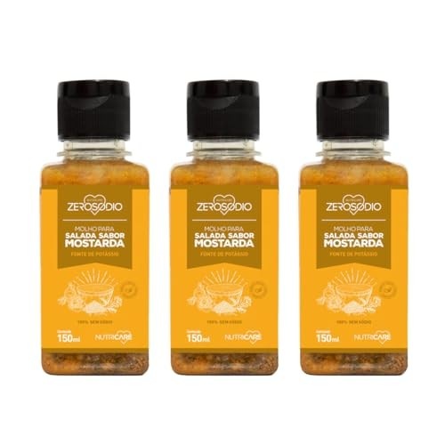 3 UND MOLHO PARA SALADA VEGANO SEM SÓDIO SABOR MOSTARDA 150ML ZERO SÓDIO