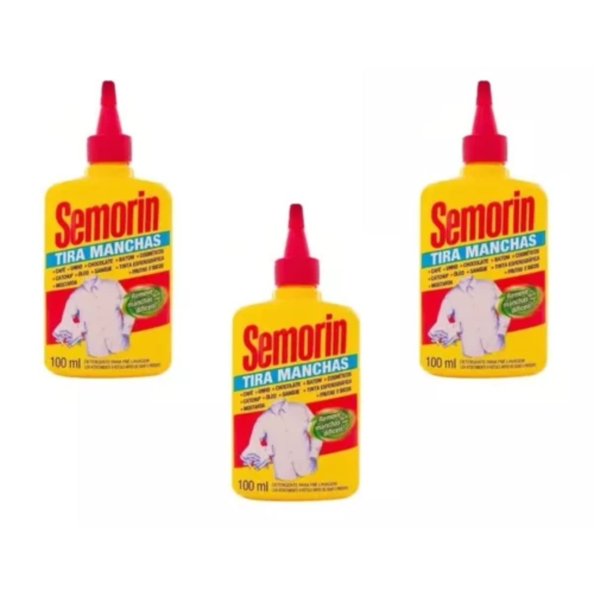 Kit 3 Unidades Semorin Tira Manchas Original - Limpeza Profunda para Roupas