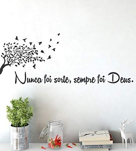 Adesivo Decorativo de Parede - Nunca Foi Sorte, Sempre Foi Deus | 1m x 32cm | Frase Inspiradora em PVC Premium