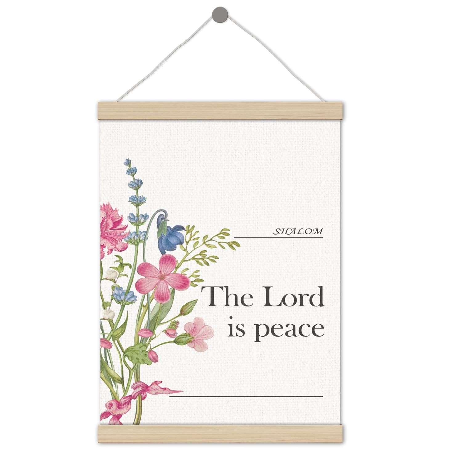 Moldura Cristã Floral Boho 30,5x40,6cm - Versículo 'O Senhor é a Paz' | Decoração Religiosa para Casa e Igreja
