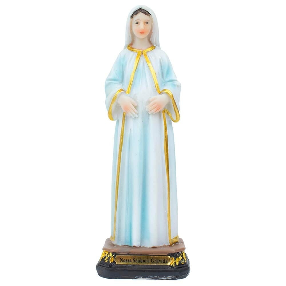 Nossa Senhora Grávida 12.5cm - Escultura em Resina com Detalhes Intricados