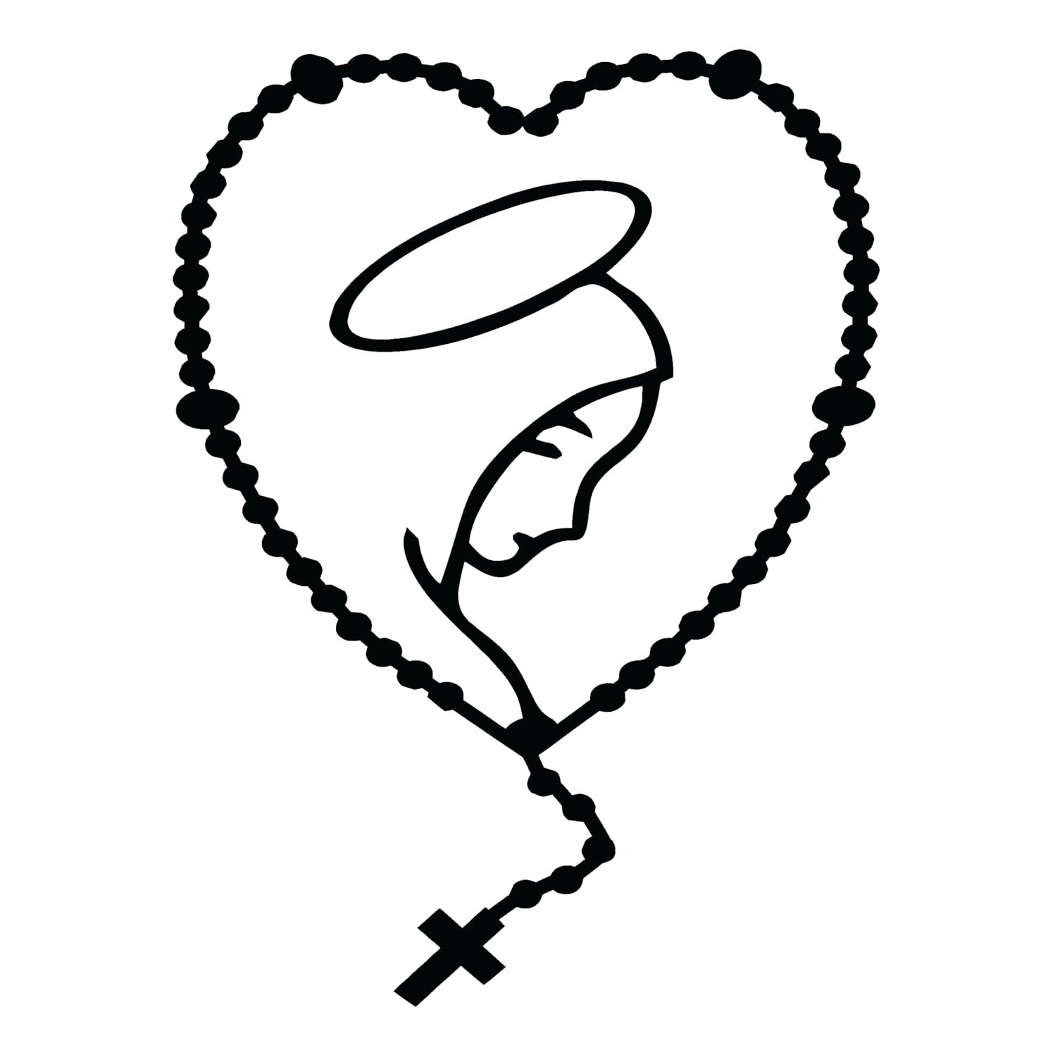 Adesivo Terço Nossa Senhora Aparecida - Fé, Proteção e Decoração Espiritual para Carro, Parede e Notebook (PRETO 7,4X10cm)