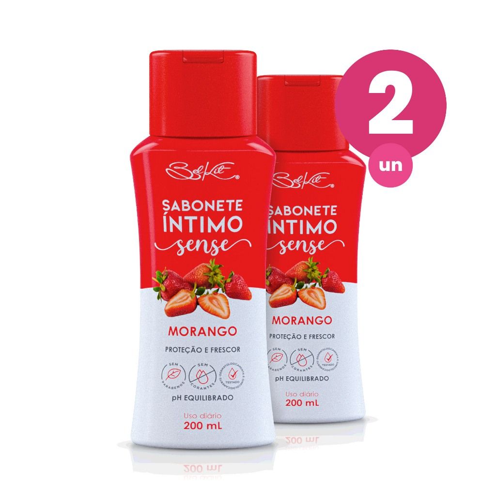 Sense Morango: Kit 2 Sabonetes Íntimos 200ml