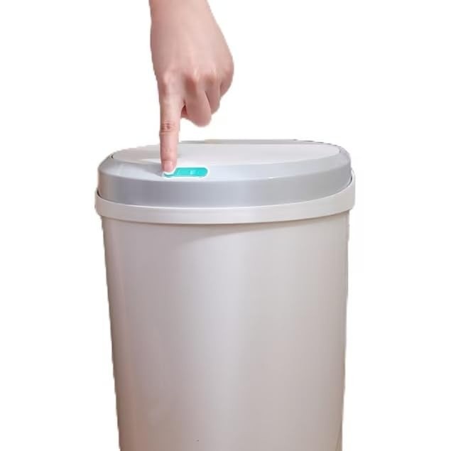 Lixeira Automatica Usb Branco Cinza 5 Litros Sensor Proximidade Recarregável Para Banheiro Cozinha Sala Escritório