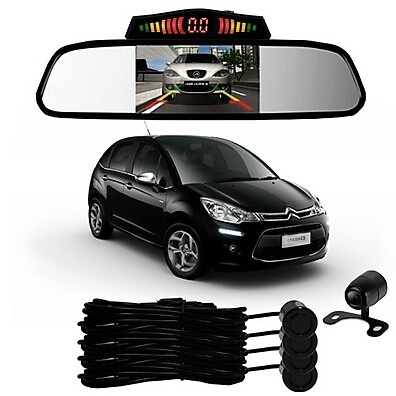Sensor Ré + Espelho Câmera Citroen C3 Preto