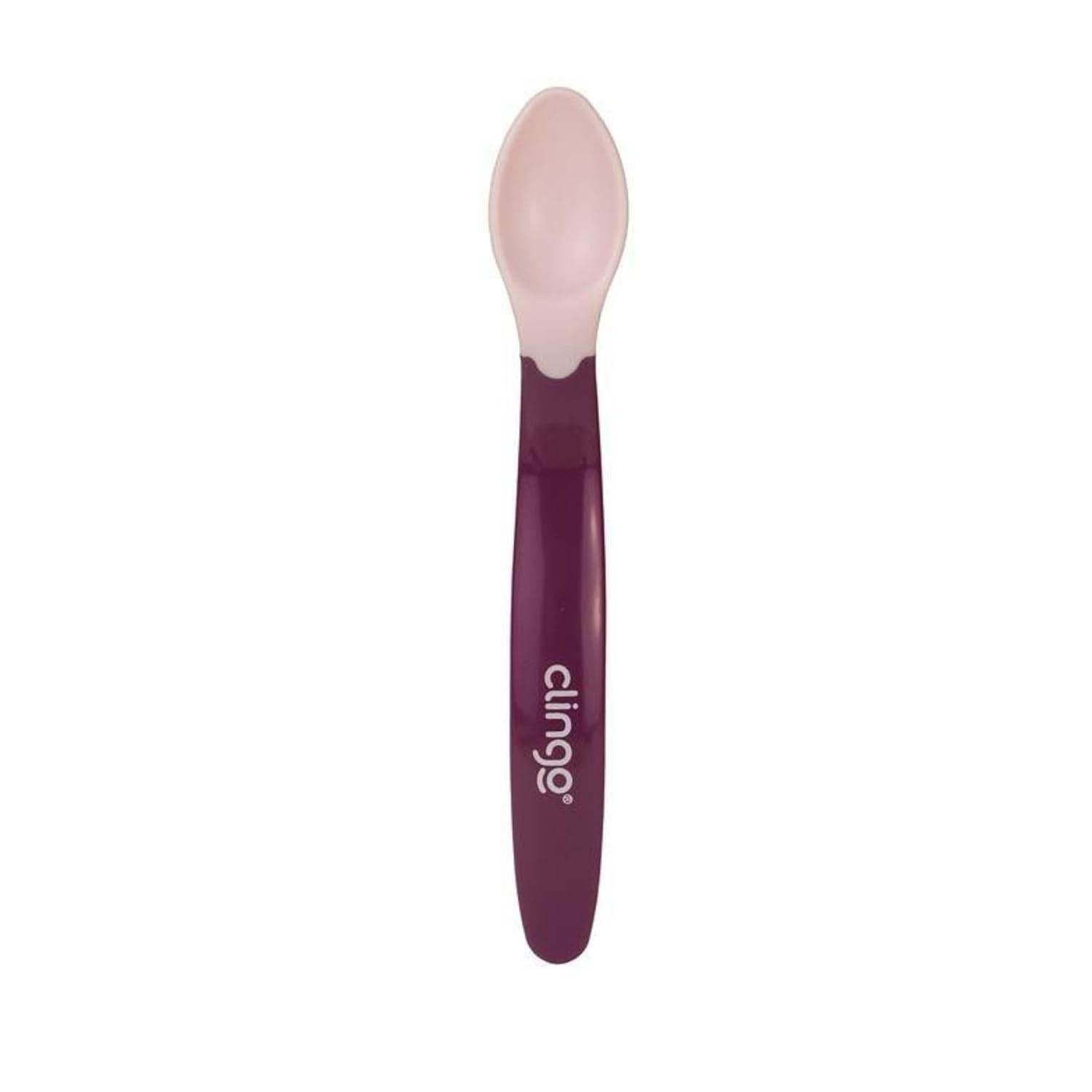 Colher de Silicone Ergonômica com Sensor Térmico Rosa - Segura e Divertida para Bebês