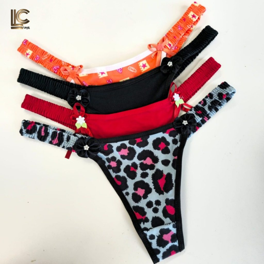 Kit com 10 Tanga Fio Dental 100% Algodão - Lingerie Sensual