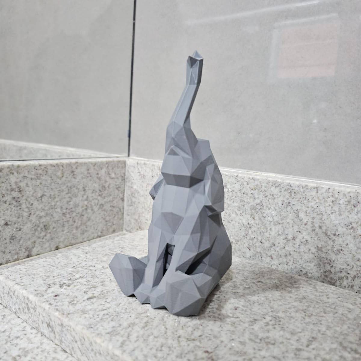 Elefante Sentado Decorativo em Impressão 3D 18cm - Enfeite Moderno e Sustentável para Mesa