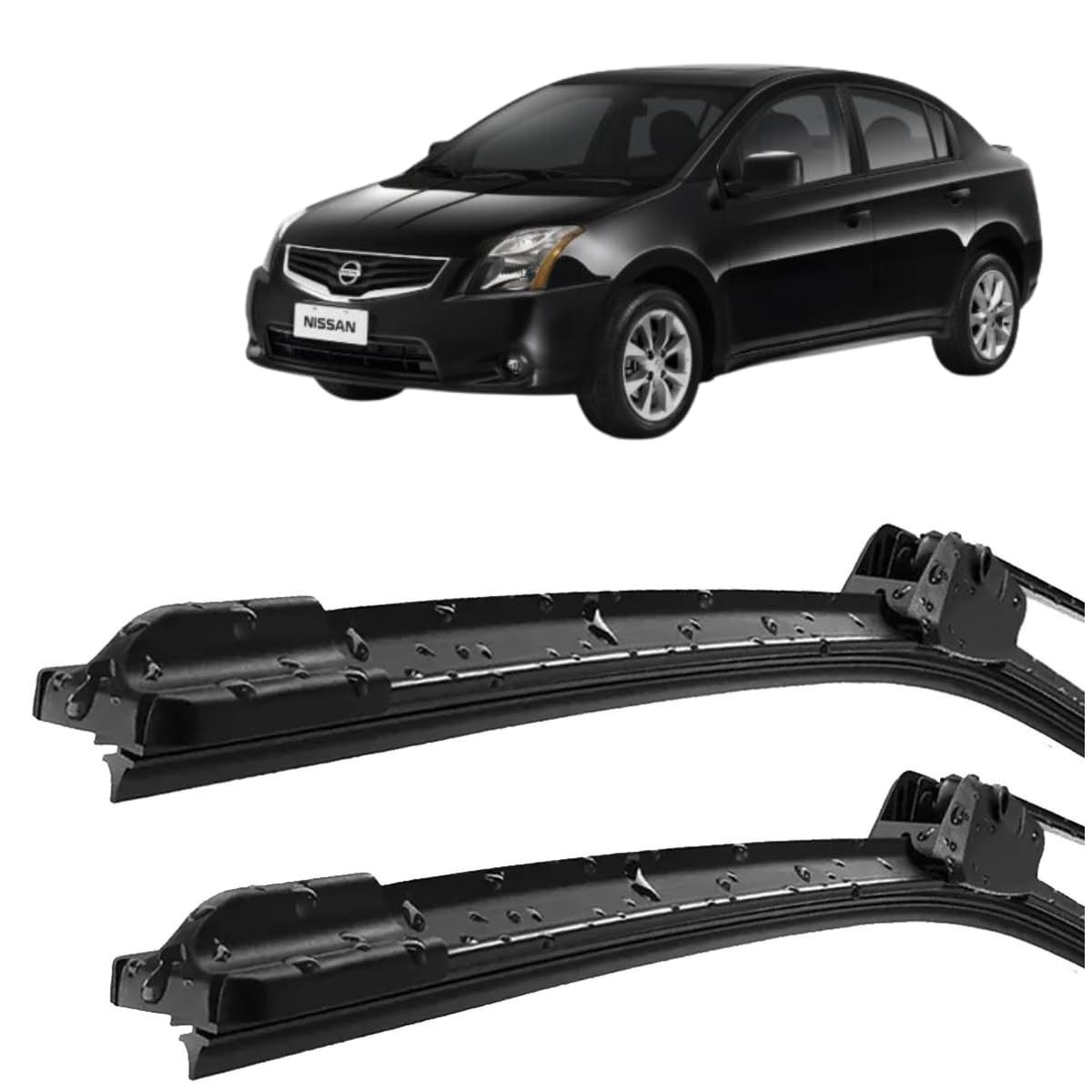 Par de Palhetas Limpador Parabrisa Sentra 2007-2012 Silicone Tipo Gancho