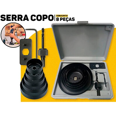 Serra Copo Fertak 8 Peças: Corte Preciso em Madeira, Metal e PVC