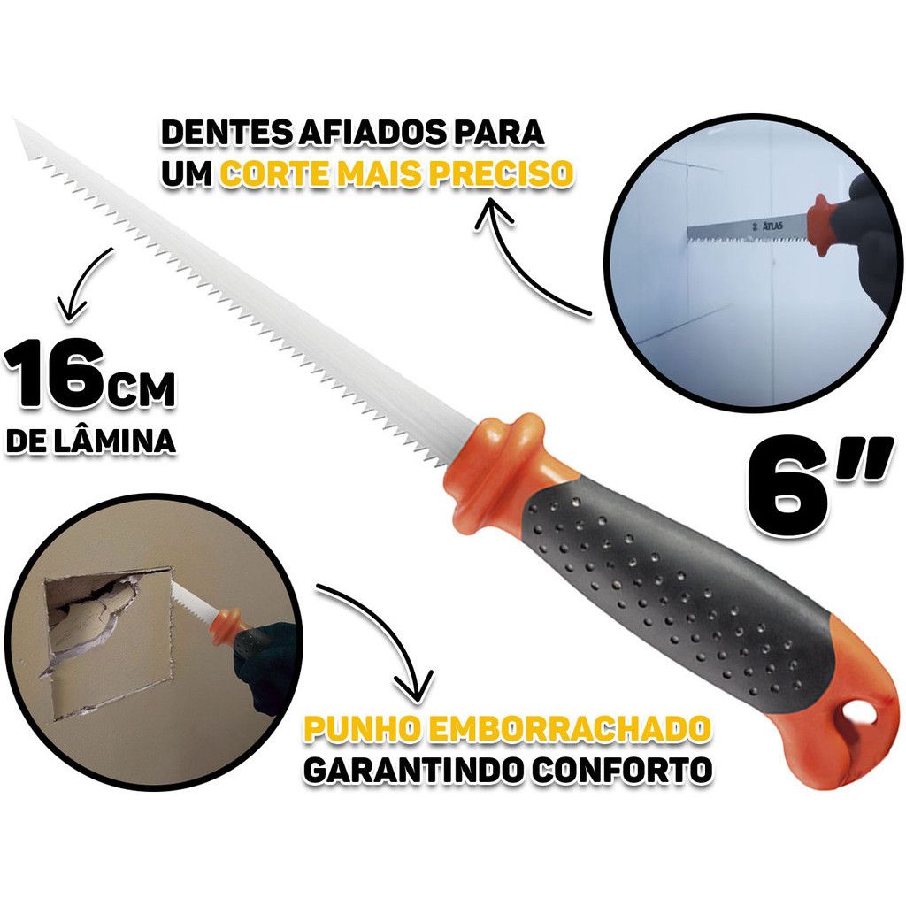 Serrote Drywall 6" Atlas: Corte Preciso e Fácil!