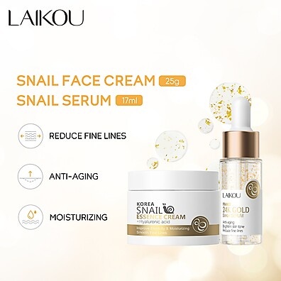 Sérum Laikou Ouro 24k + Creme Caracol: Antirrugas Poderoso