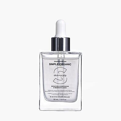 Sérum Skin + Scalp Simple Organic: Rejuvenesce Pele e Cabelo