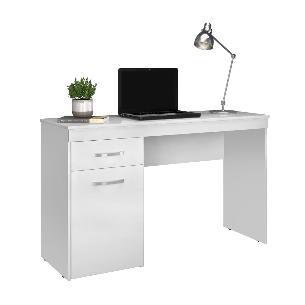 Escrivaninha com 1 Porta e 1 Gaveta Vitória New Branco - Design Moderno e Funcional para Seu Espaço