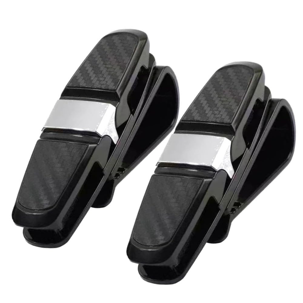 Kit 2 Porta Óculos e Cartão Clip Prata 9,7cm Karbox: Organize seu Carro com Estilo!