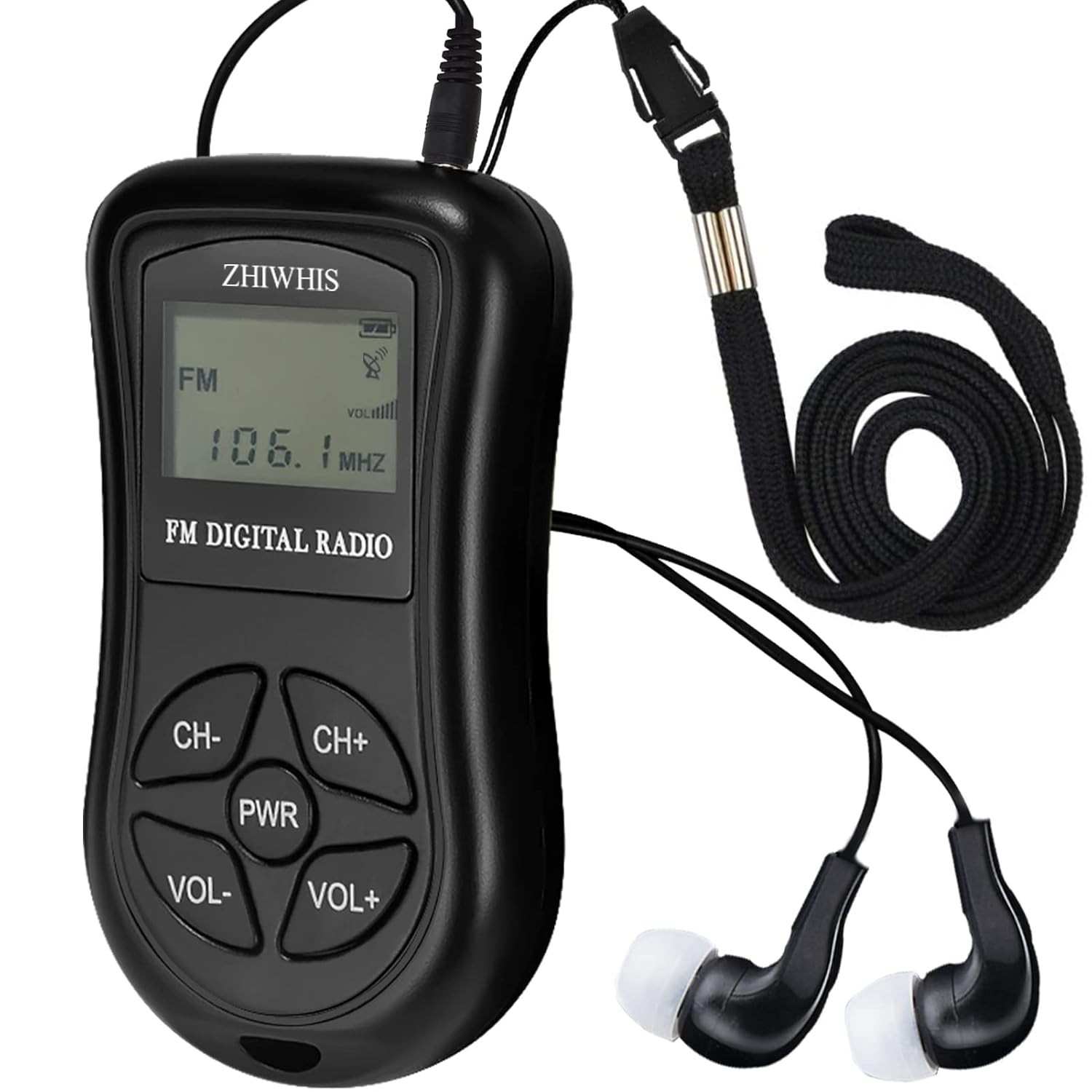 Mini Rádio Portátil FM ZHIWHIS: Som Estéreo, Display LCD e Design Compacto para o Seu Dia a Dia