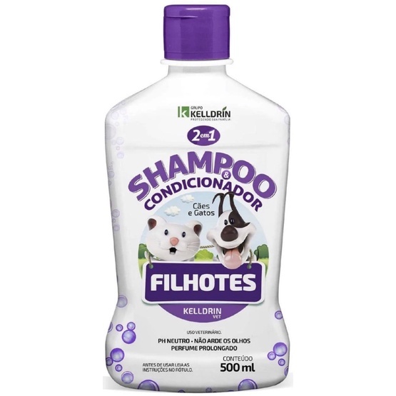 Shampoo 2 em 1 Kelldrin para Filhotes: Brilho e Maciez em 1 Passo!