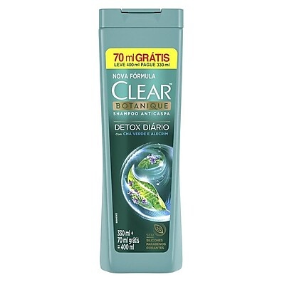 Shampoo Clear Anticaspa Detox Diário: 400ml por 330ml