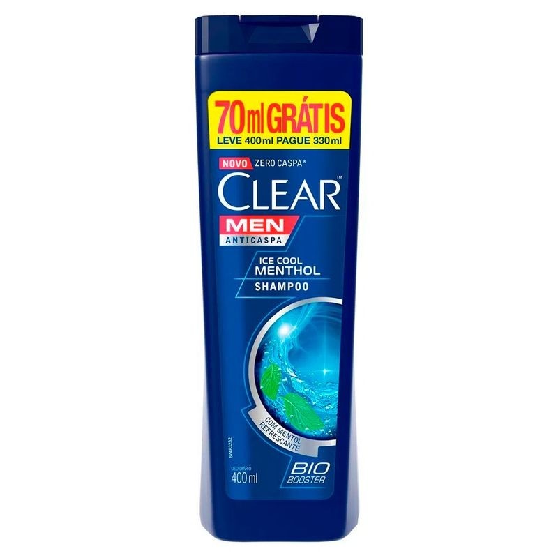 Shampoo Clear Ice Cool Menthol 400ml: Acaba com Caspa Recorrente
