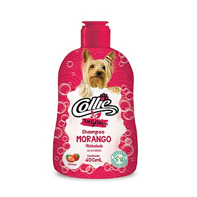 Shampoo Collie Morango Vegan 400ml: Limpeza e Nutrição para o seu Pet