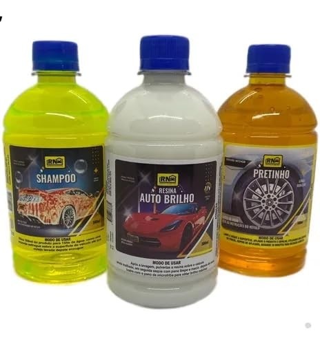 Kit Completo Lava Auto Profissional: Shampoo, Cera e Pretinho para Carro e Moto