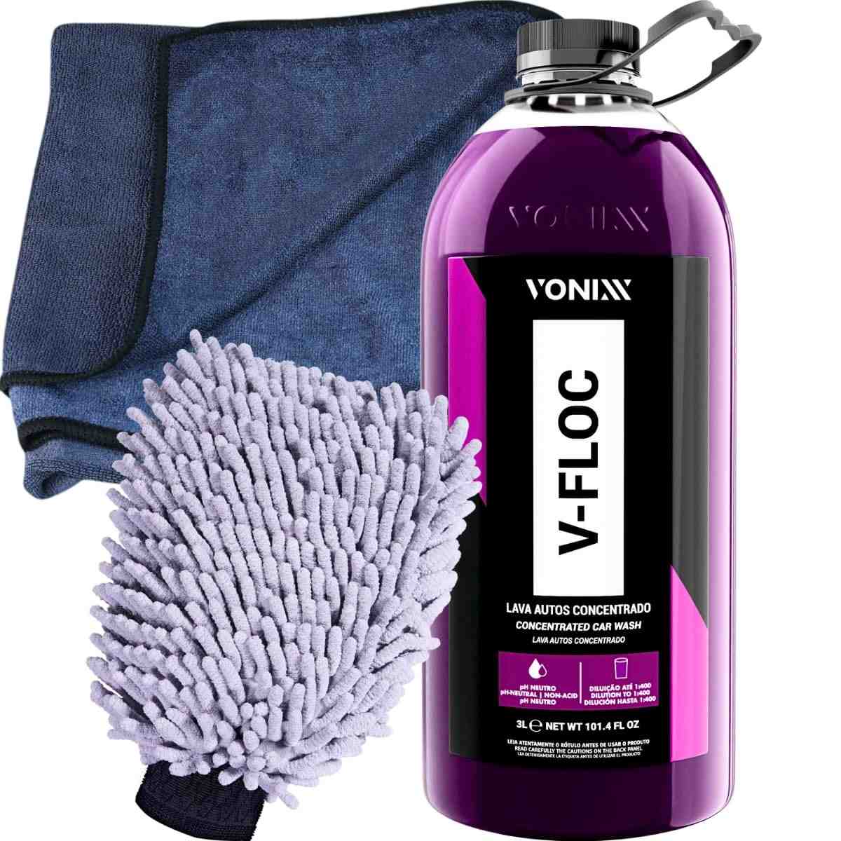 Shampoo Automotivo Neutro V-Floc Concentrado 3L Vonixx: Limpeza Profissional e Brilho Intenso