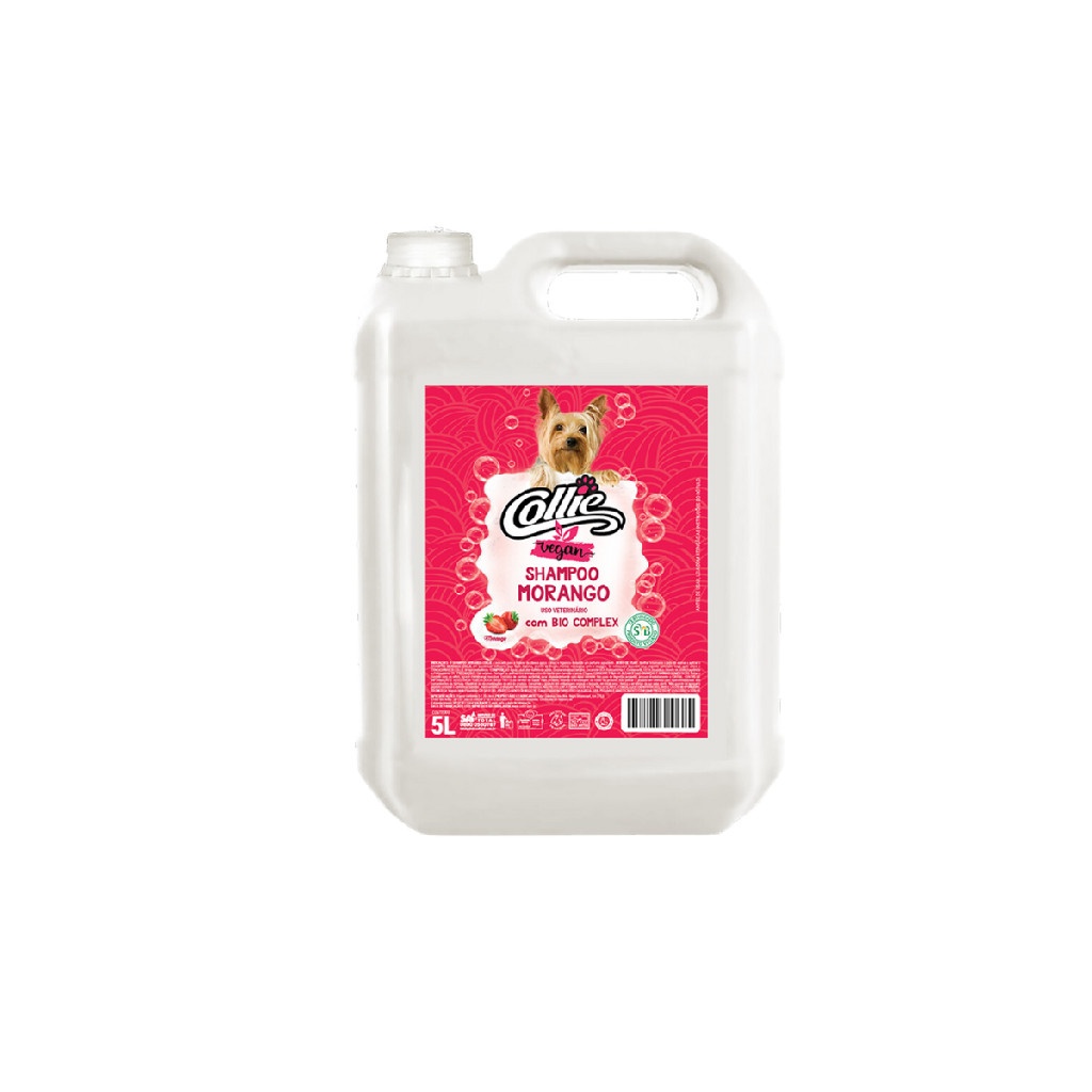 Shampoo Morango Collie 5L: Limpeza Vegana e Brilho!