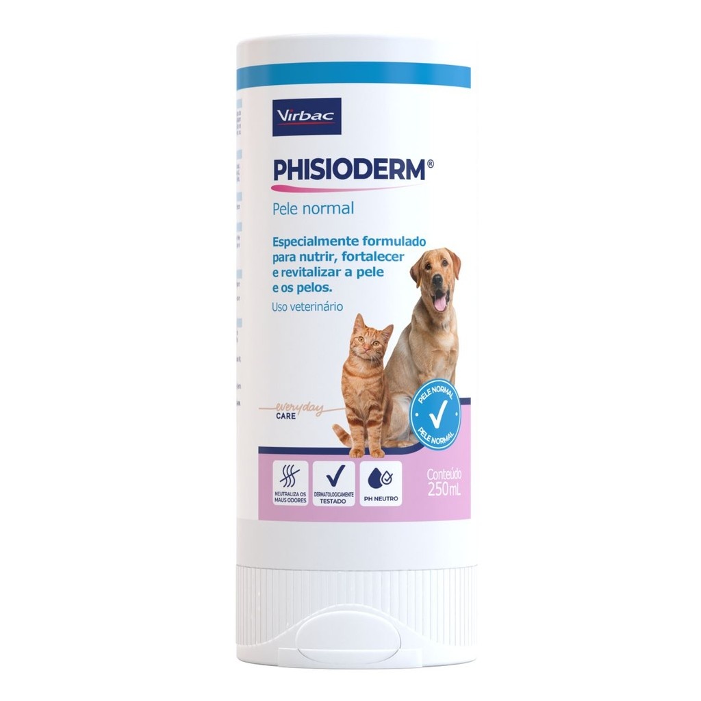 Shampoo Phisioderm Pele Normal 250 ML: Cuidado Especial para Cães e Gatos