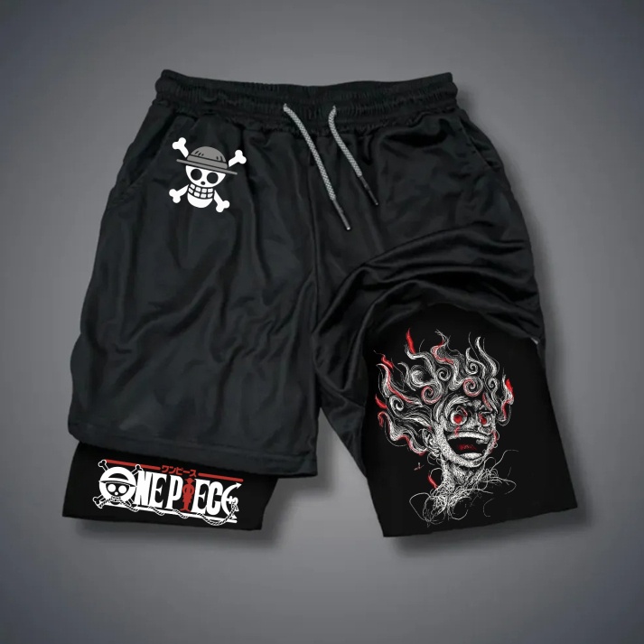 Short 2 em 1 Luffy: Compressão e Estilo Gym