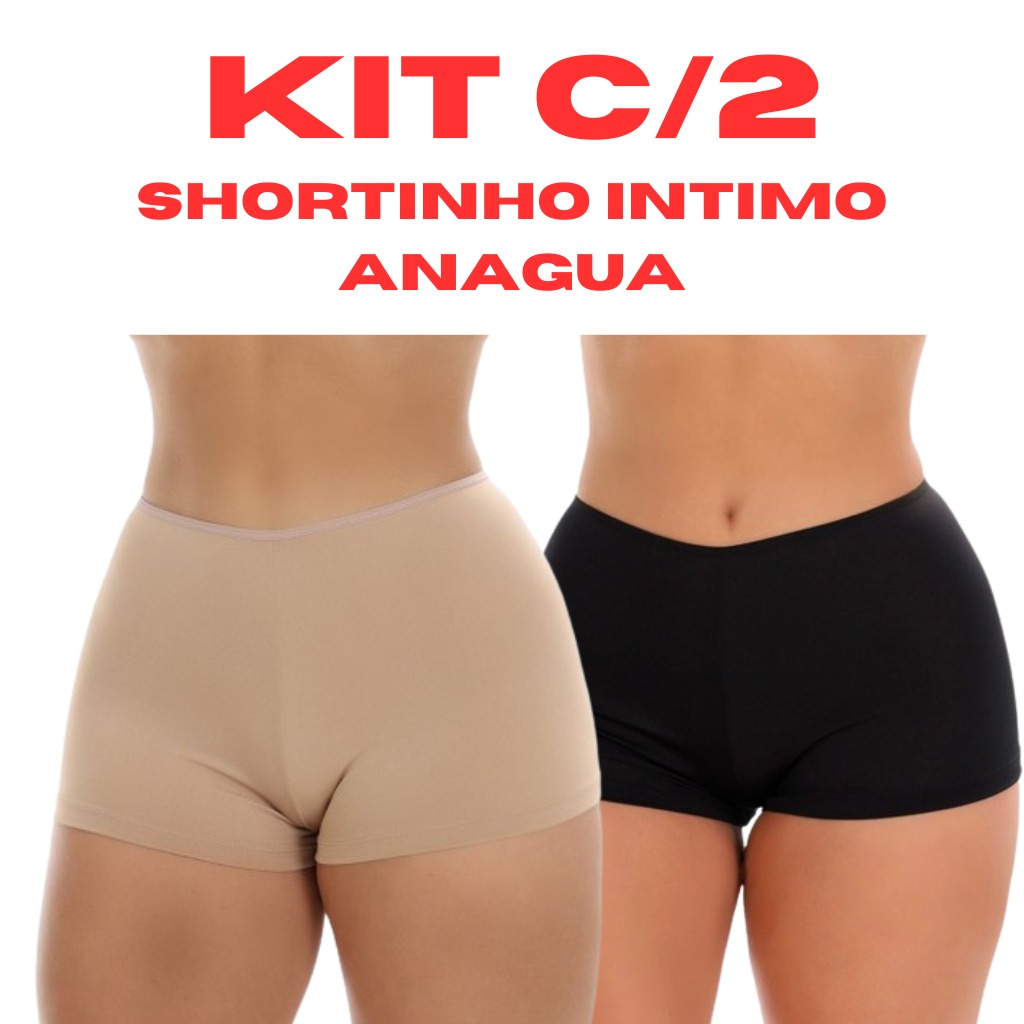 Short Anágua Segunda Pele Feminina – Kit com 2
