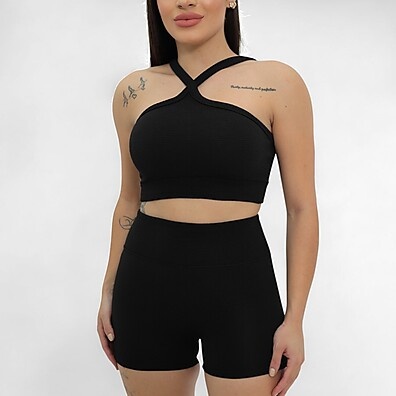Conjunto Fitness Canelado: Top + Short