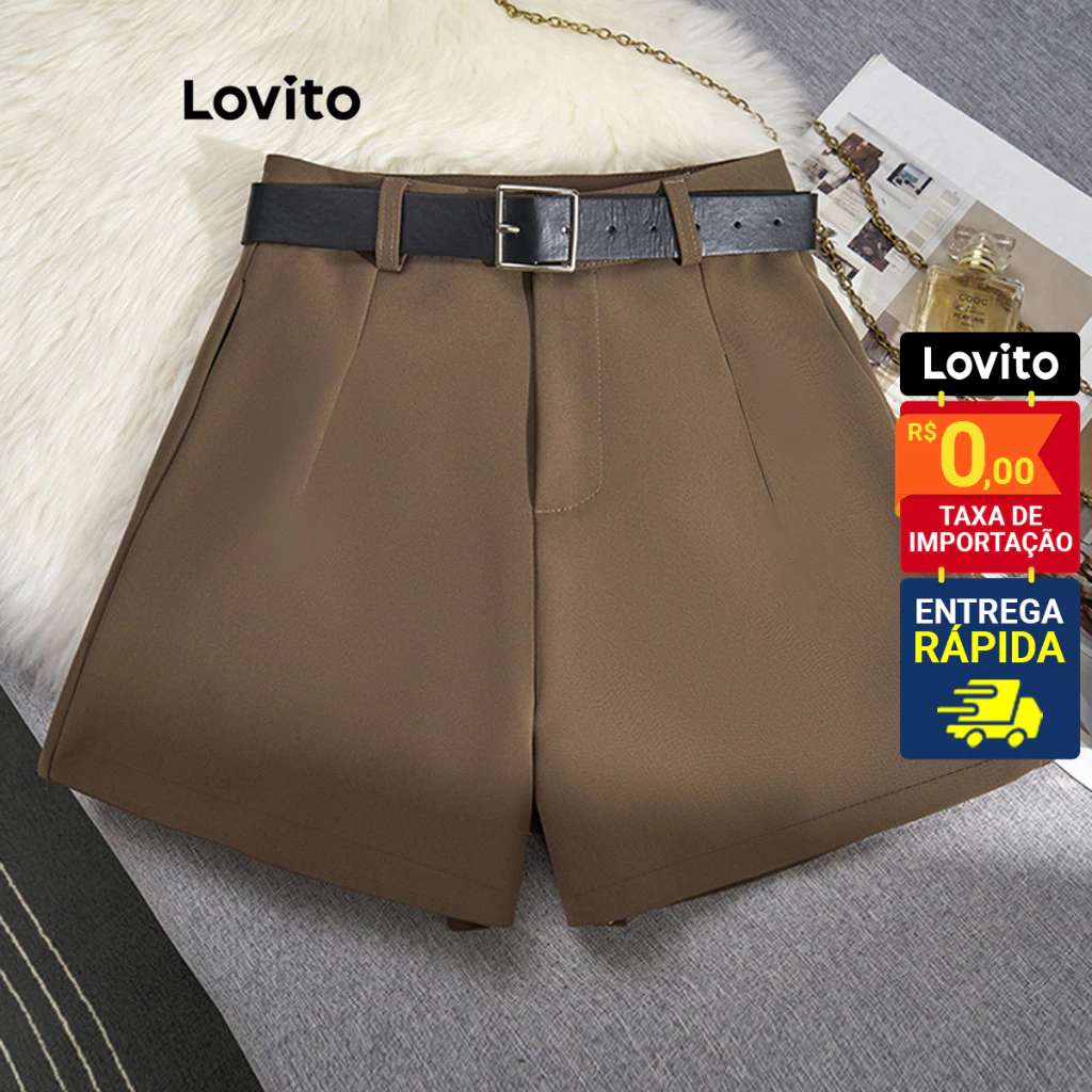 Shorts Alfaiataria Lovito: Elegância Casual com Cinto