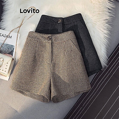 Shorts Casuais Lovito com Botões - Estilo e Conforto para Mulheres