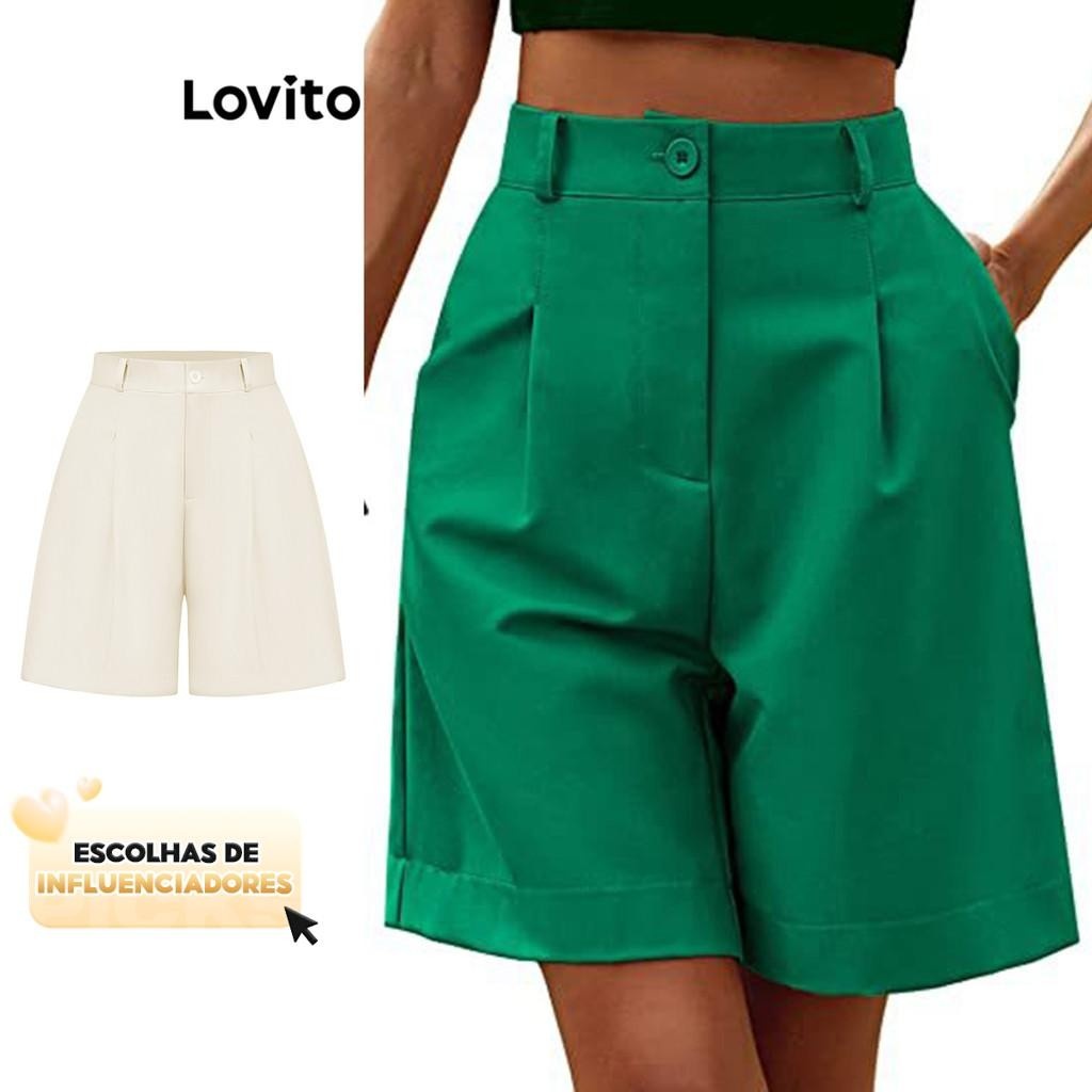 Shorts Feminino Plissado Lovito: Casual e Confortável